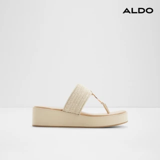 【ALDO】TRENALA-草編厚底涼拖鞋-女鞋(米色)