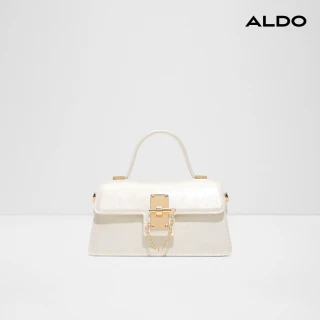 【ALDO】CALLUNA-細緻光澤鍊扣翻蓋手提斜背包(白色)