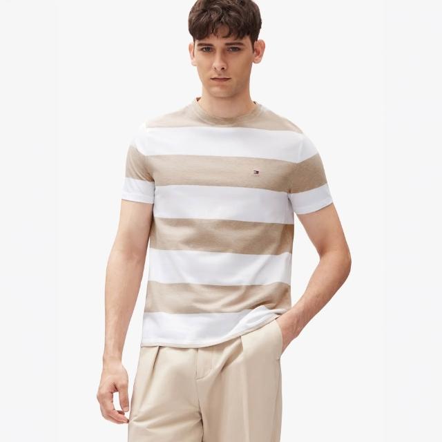 【TOMMY HILFIGER】官方旗艦館粗條紋圓領T 恤_裸色
