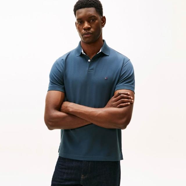 【TOMMY HILFIGER】官方旗艦館彈力標準版型 Polo 衫_藍灰色