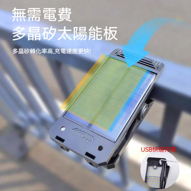 太陽能充電光控感應自動開關電子燈 夾式大容量防雨防雷照明燈-2入