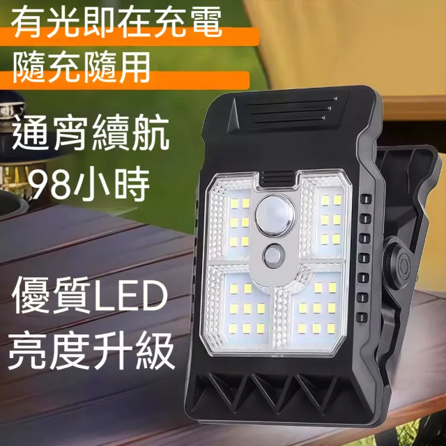 太陽能充電光控感應自動開關電子燈 夾式大容量防雨防雷照明燈-3入