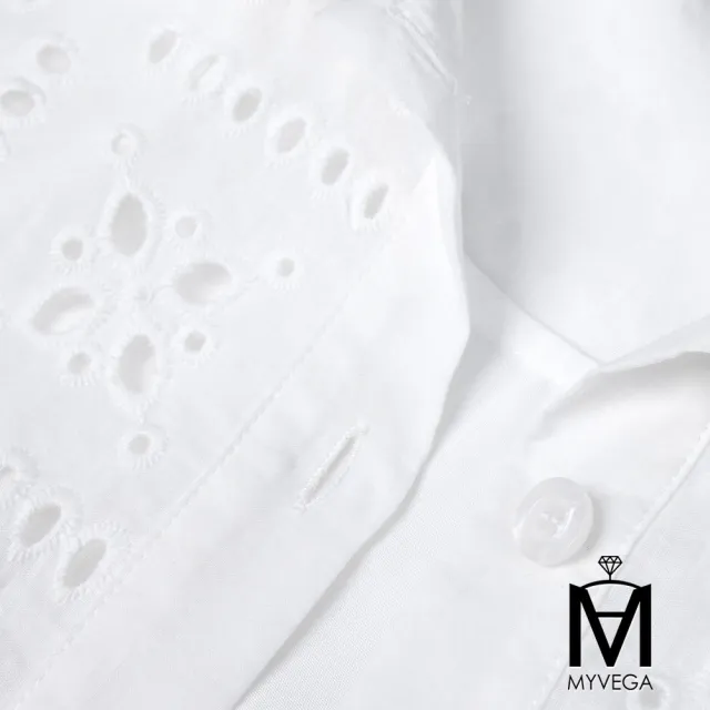 【MYVEGA 麥雪爾】MA真兩件立體蕾絲襯衫-白