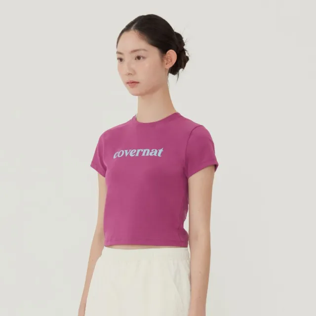【COVERNAT】官方旗艦館 女款短版經典LogoT恤(WMS短袖上衣 YOON JI同款 原生白/洋紅/白色)