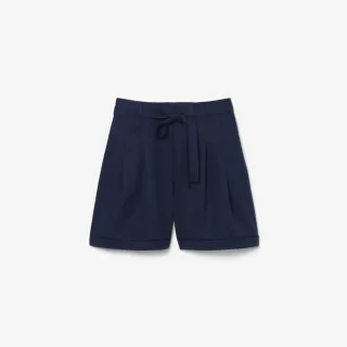 【LACOSTE】女裝-優雅蝴蝶結綁帶休閒短褲(海軍藍)