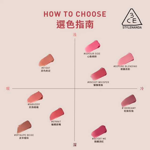 【3CE】輕絨擁吻絨霧唇膏(韓系彩妝/新手必備//霧面唇高/持妝口紅)