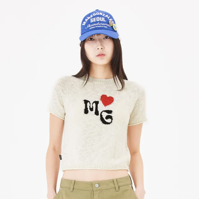 【Mark Gonzales】女裝 MG 針織短袖短版上衣