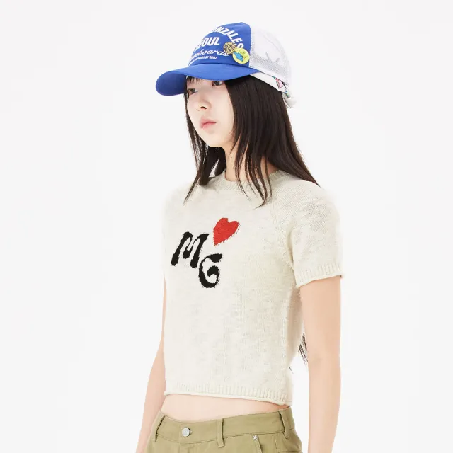 【Mark Gonzales】女裝 MG 針織短袖短版上衣