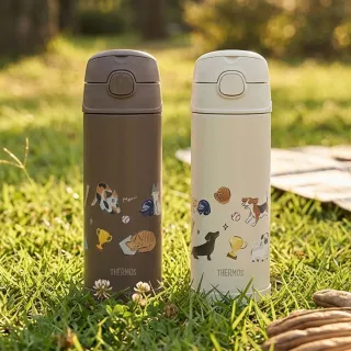 【THERMOS 膳魔師】棒球狗狗貓貓不鏽鋼真空兩用保冷瓶兒童水壺470ml(F4021CBB)