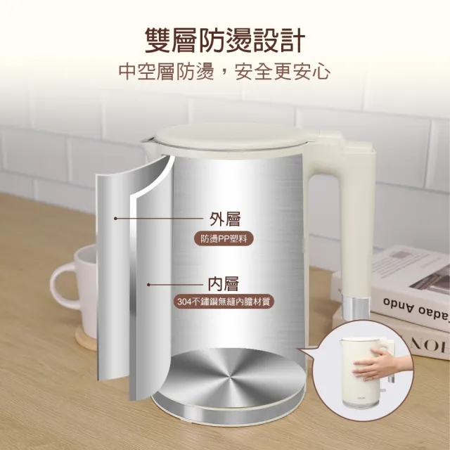 【SABA】1.7L雙層防燙不鏽鋼快煮壺 SA-HK43 熱水壺 煮水壺 電煮壺 快煮壺 自動斷電 電茶壺 304不鏽鋼