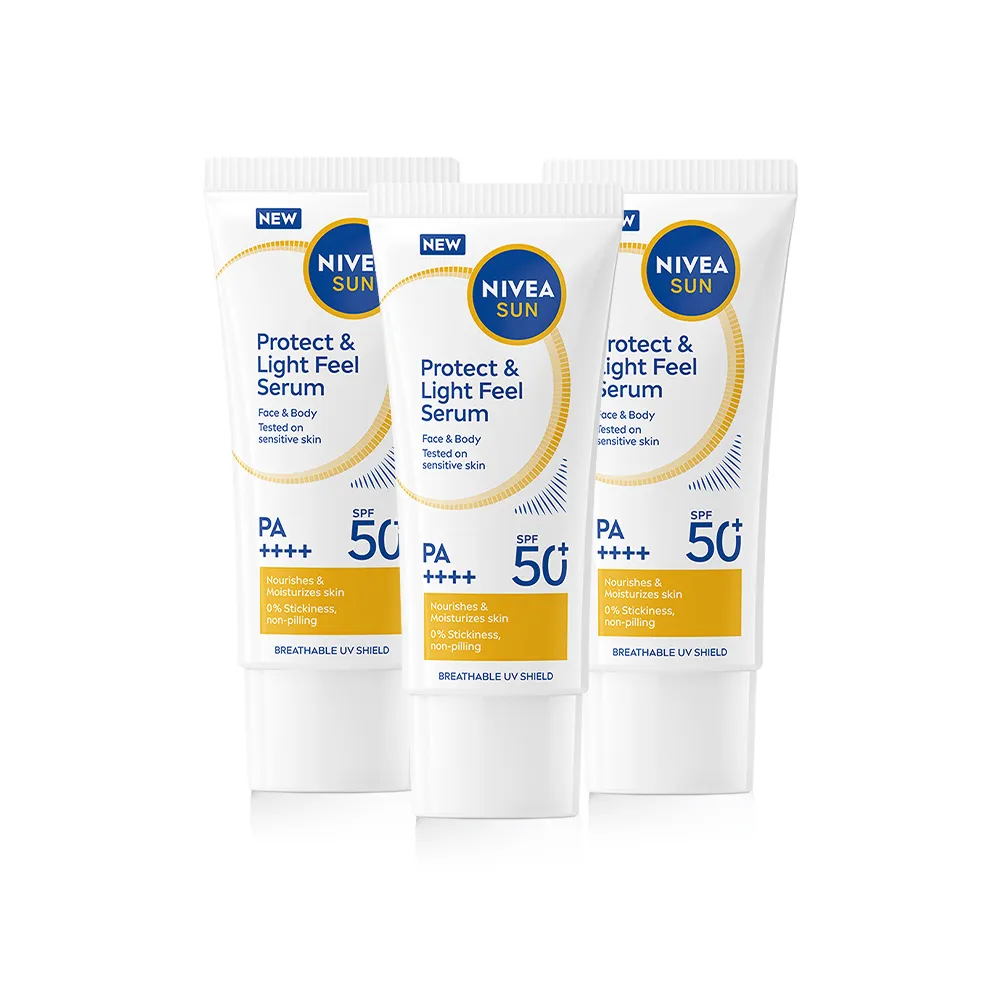 【NIVEA 妮維雅】防曬淨白水凝乳 SPF50+ 90mlx3入(防曬乳/臉體防曬/清爽)