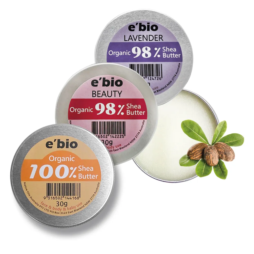 【ebio 伊比歐】澳洲有機乳油木果油30g-三入組(無香味+薰衣草+回美)