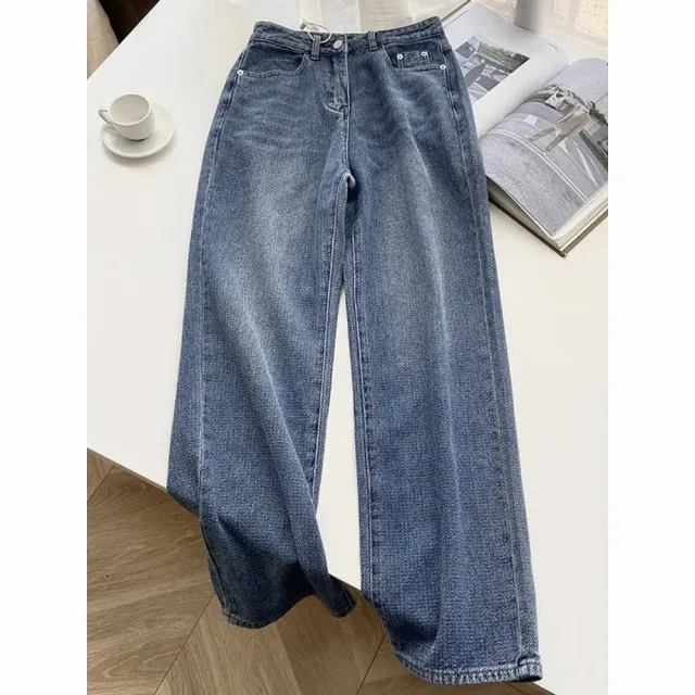 【ASister 小姊姊】AS2458#女裝｜休閒褲/牛仔褲☆刷色直筒牛仔寬褲(2色 S-XL)