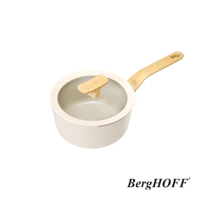 【THERMOS 膳魔師】BergHOFF貝高福Balance陶瓷塗層不沾鍋單柄含蓋湯鍋18cm(BHBL-S18-IV)(轉)