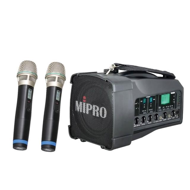 【MIPRO】MA-100D 雙頻道UHF迷你無線喊話器 肩掛式/遠距教學(配2手握式無線克風ACT-32H)