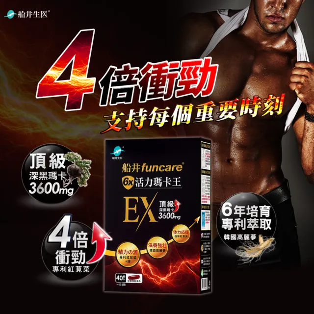 【funcare 船井生醫】6X活力瑪卡王膠囊EX 40顆/盒x3