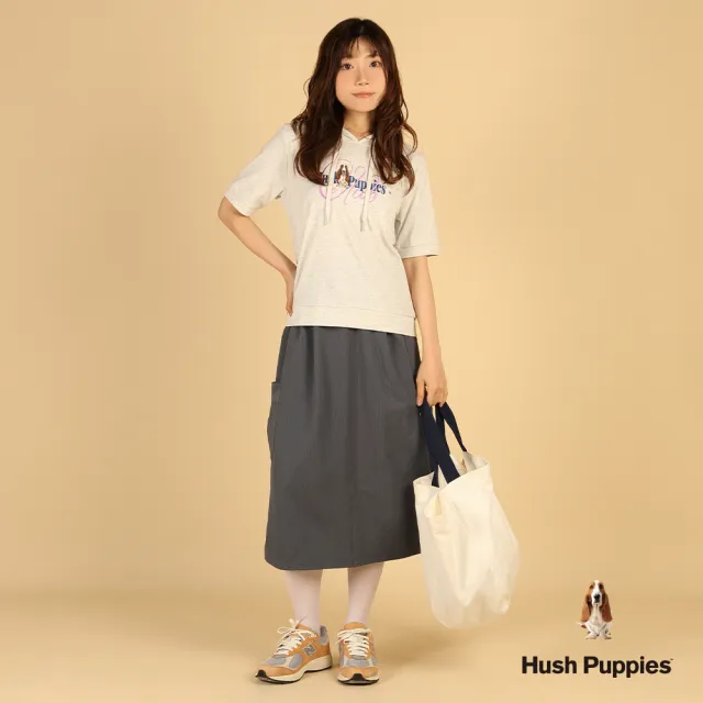 【Hush Puppies】女裝 帽T 造型英文刺繡狗帽T (麻灰 / 63202101)