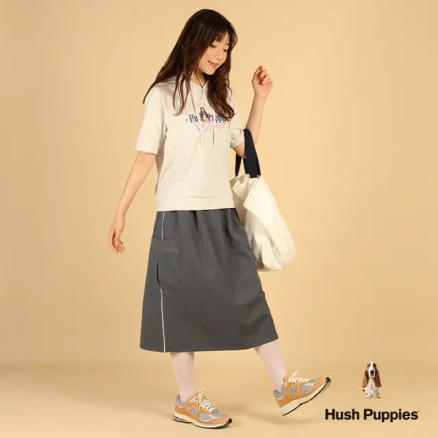 【Hush Puppies】女裝 帽T 造型英文刺繡狗帽T (麻灰 / 63202101)