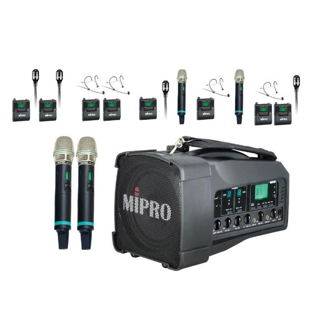 【MIPRO】MA-100D 雙頻道迷你型無線喊話器5.8G(ACT-580H 配件六擇一)