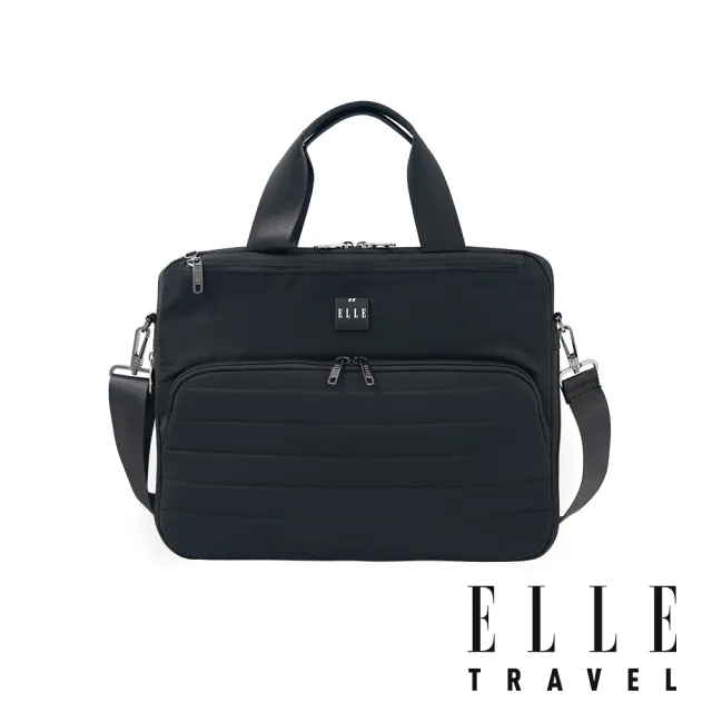 【ELLE】雲感線條系列 13吋手提可擴充筆電包 公事包 (都會黑-EL83358) 拉桿包 旅行商務包