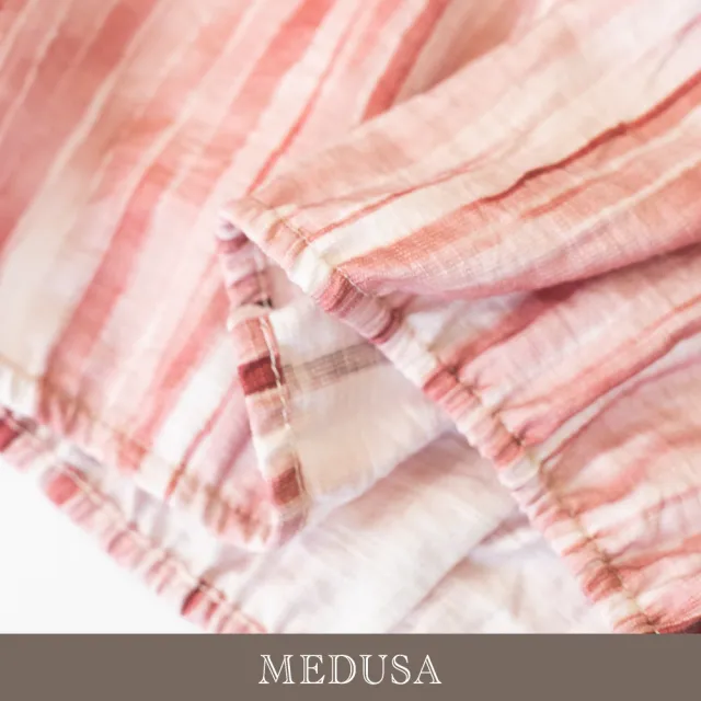 【MEDUSA 曼度莎】現貨-MIT 粉彩珍珠領口泡泡袖麻感上衣（M-2L）｜高級嫘縈 甜美穿搭 夏日涼感穿搭