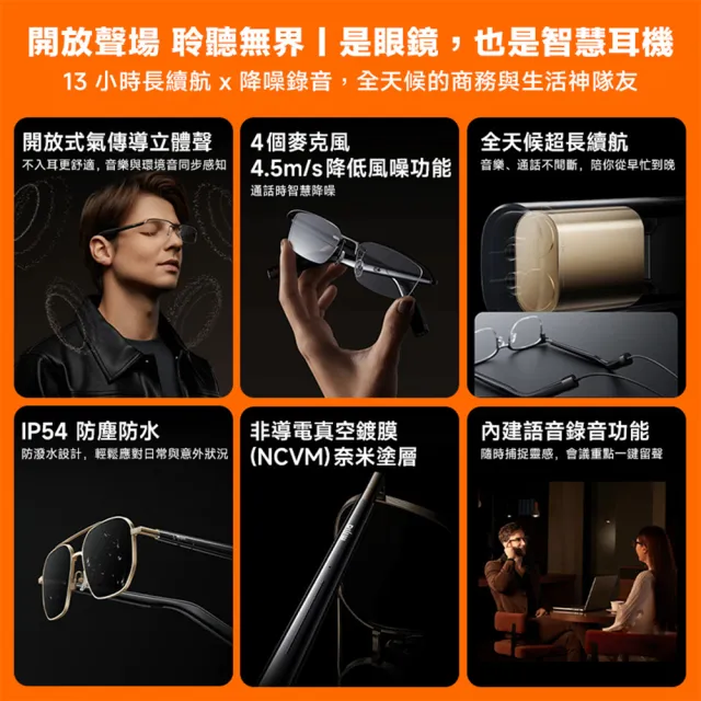 【小米】官方旗艦館 Xiaomi 米家智慧音頻眼鏡 金屬飛行員款