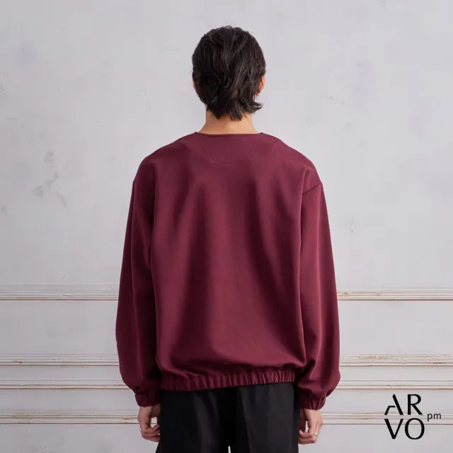 【ARVOpm】男女同款 酒紅寬鬆版圓領上衣-725213134012(限時6折)