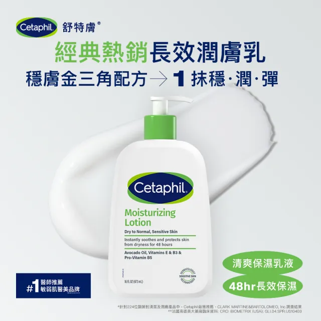 【Cetaphil 舒特膚】官方直營 長效潤膚乳超值組(臉部身體乳液/敏弱肌/保濕/乾燥粗糙)