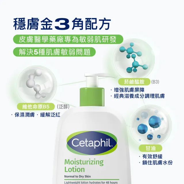 【Cetaphil 舒特膚】官方直營 長效潤膚乳超值組(臉部身體乳液/敏弱肌/保濕/乾燥粗糙)