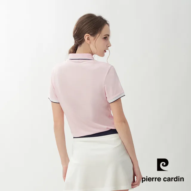 【pierre cardin 皮爾卡登】網路獨家 女款 機能舒爽吸濕排汗短袖POLO衫-粉色(8267291-72)