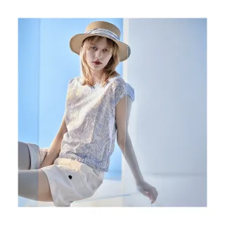 【Diffa】淺藍腰果花圖騰連袖上衣-女
