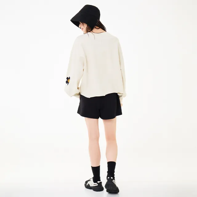 【5th STREET】女裝 長袖 寬版上衣 大學t 米白(560986)