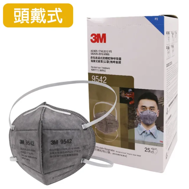 【3M】9542 KN95 頭戴式活性碳口罩/自吸過濾式防顆粒物呼吸器/防有機異臭味(研磨、工業/建築適用)