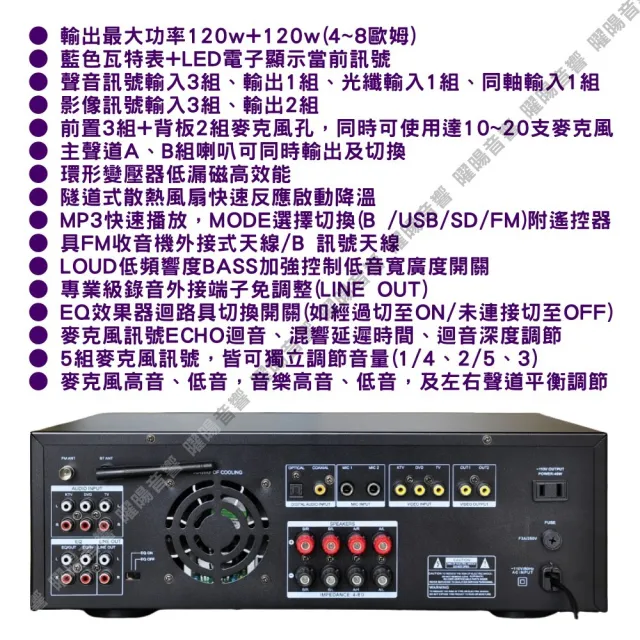JCT OK-700 綜合擴大機+10吋震撼型喇叭(營業場所/餐廳包廂/醫美診所/藍芽MP3快速播放/音響設備)