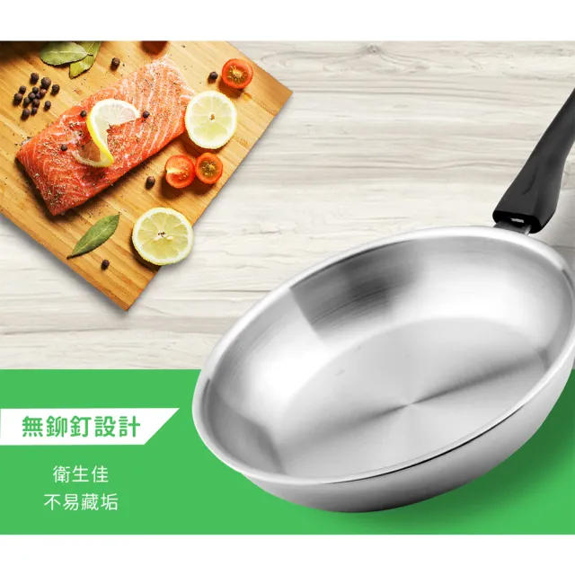 【Chieh Pao 潔豹】316不銹鋼導磁複合金華麗平底鍋 30CM(台灣製精品 IH電磁爐可用)