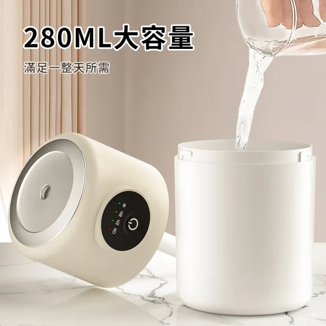 【OMG】大容量靜音霧化空氣加濕器 360°搖頭旋轉噴霧機 USB桌面空氣清淨機 家用辦公室水氧機 280ml
