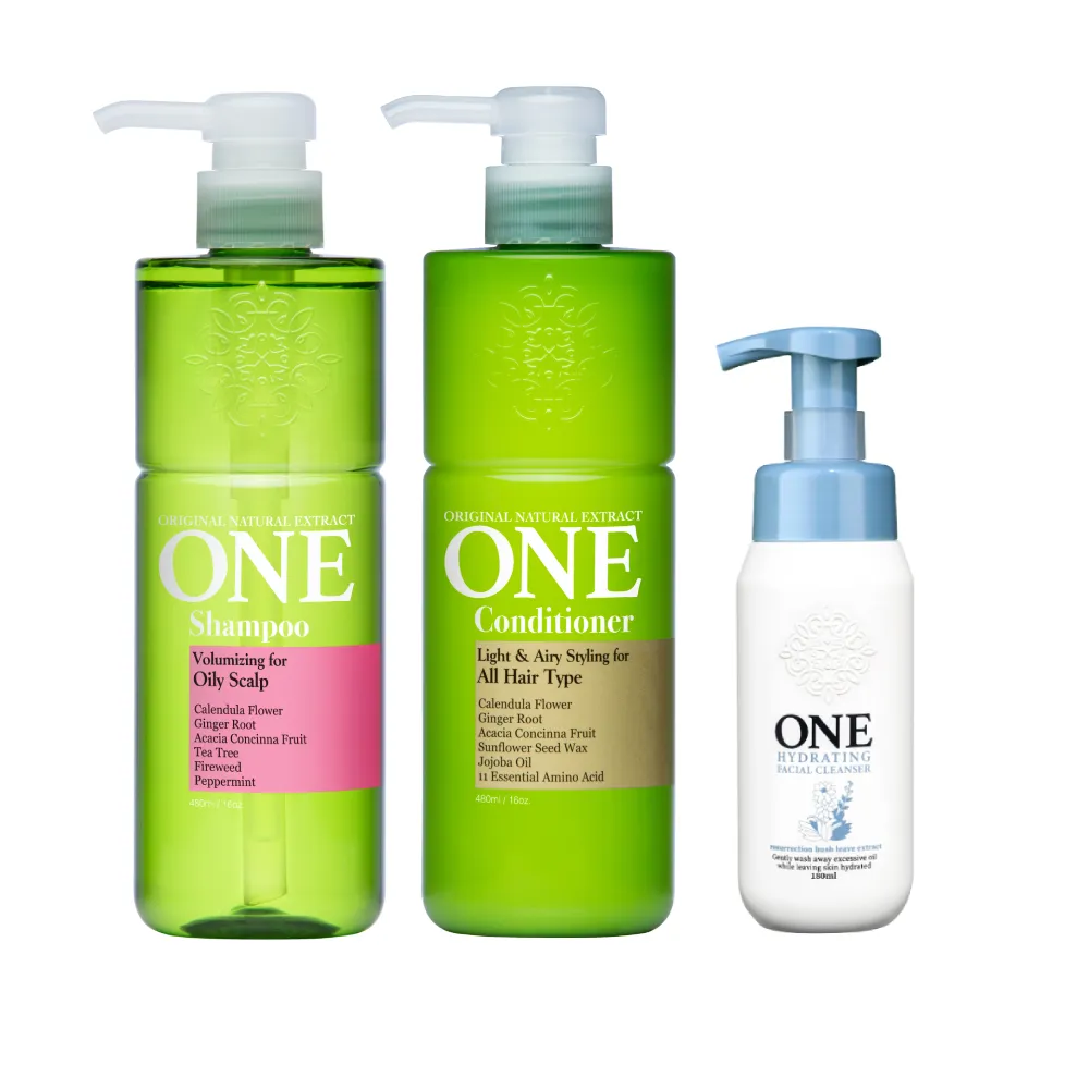 【ONE】植萃洗髮精480mlx1+ 輕感豐盈護髮乳480mlx1+洗顏慕斯180mlx1(任選)