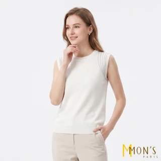 【MON’S】燙鑽小蓋袖針織上衣(直)