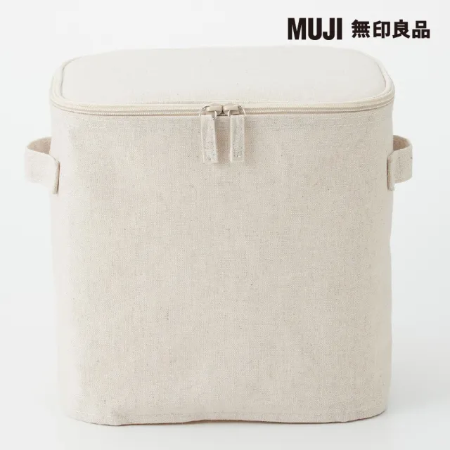 【MUJI 無印良品】聚酯纖維麻收納箱/長方形/中/半/附蓋(4入組)