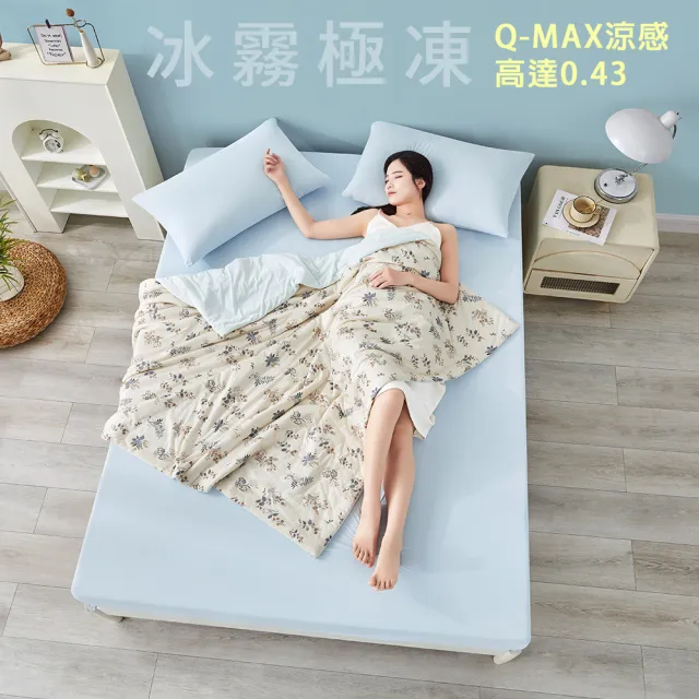 【MIT iLook】超值3入 專利冰霧極凍涼感冰冰床包枕套組(單/雙/加-多款選/Q-MAX值0.43涼感/冰涼/冰絲床包)