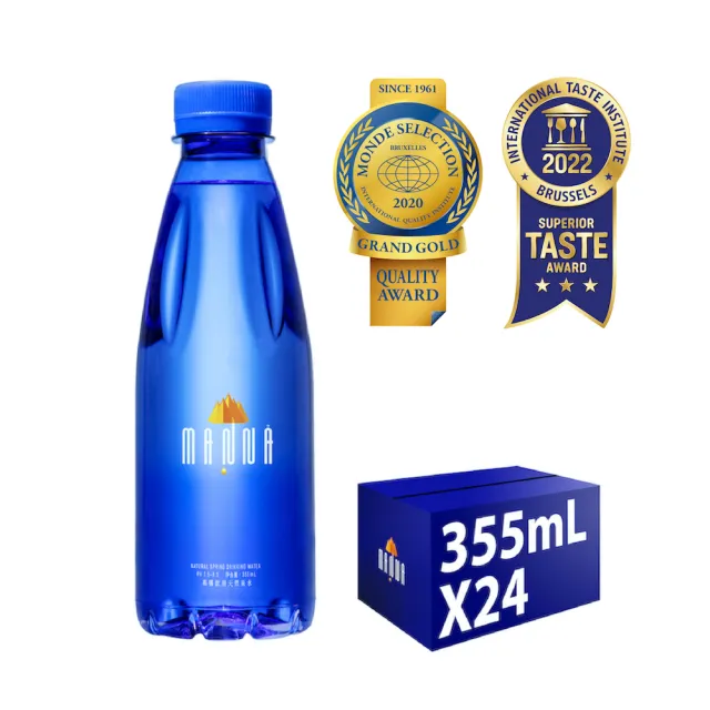 【MANNA 瑪哪】天然蘇打礦泉水355mlx24入/箱(進口鹼性無氣火山冷泉水)