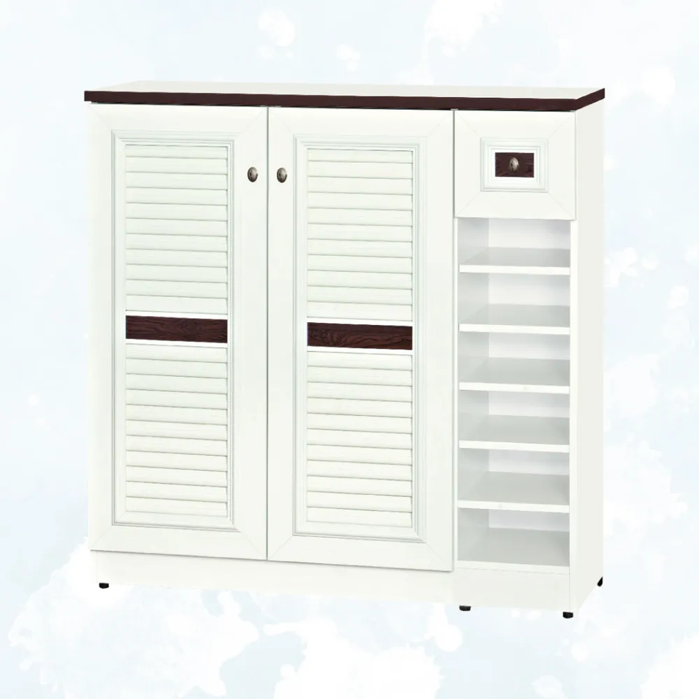 【文創集】南亞塑鋼  維納斯3.5尺雙開門單抽百葉系列鞋櫃(6色可選+搭配時尚霧銀色橢圓形把手)