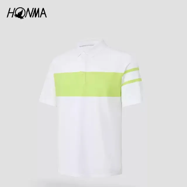 【HONMA 本間高爾夫】男款短袖彈力polo衫 2026春夏款 日本高爾夫專業品牌(M-XXL 白色/墨綠 HMMC707R102)
