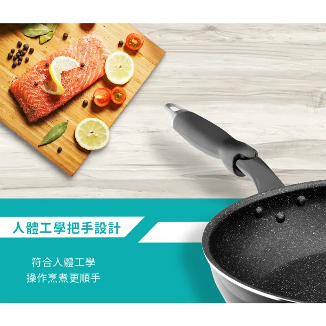 【Chieh Pao 潔豹】韓國製導磁熱感IH不沾平底鍋 30CM(韓國製精品 IH電磁爐可用)