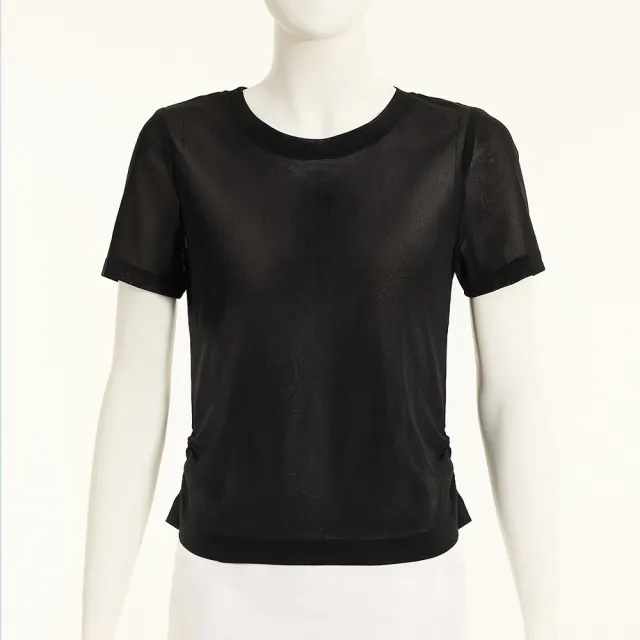 【ILEY 伊蕾】質感透膚修身內搭上衣(黑；M-XL；1262021302)