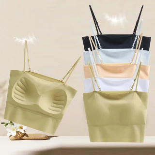 【enac 依奈川】● 單件組 一體式固定杯背心無鋼圈內衣/性感內衣/女內著/無痕內衣(隨機/出清品)