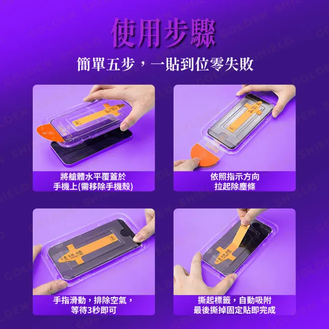 【GOLDEN SHIELD】除塵秒貼．防偷窺滿版保護貼(螢幕手機保護膜i17/16/15/14/13/12/11/Xr Plus/Pro/Pro Max