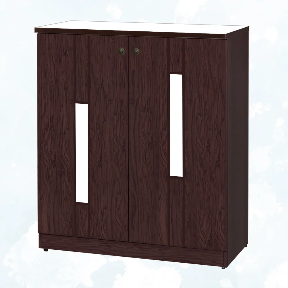 【文創集】南亞塑鋼  默爾3尺橫飾橫式彩門系列雙開門鞋櫃(二色可選＋搭配中古騎士古銅色圓扣型把手)