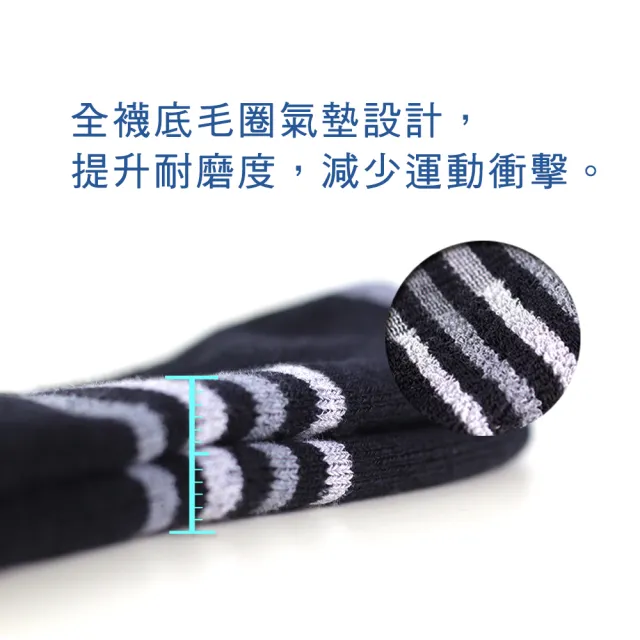 【PULO】3雙組 足弓加強條紋腳跟防磨踝襪(毛巾底氣墊襪/運動襪/足弓襪/防磨襪/裸襪/條紋襪/隱形襪/男女襪)
