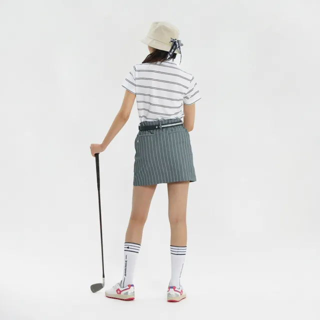 【LE COQ SPORTIF 公雞】高爾夫系列 女款深藍色吸汗速乾防曬彈性舒適親膚短裙 QLX8J701